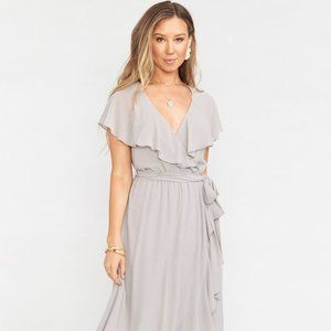 Jess Ruffle Gray Midi Dress- Show Me Your Mumu_Med